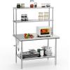 imageROVSUN Stainless Steel Table with 2 Shelves 48x14 Inches NSF Commercial Heavy Duty Prep ampamp Work Table for Kitchen Restaurant Home Hotel Garage48 X 30