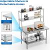 imageROVSUN Stainless Steel Table with 2 Shelves 48x14 Inches NSF Commercial Heavy Duty Prep ampamp Work Table for Kitchen Restaurant Home Hotel Garage48 X 30