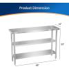 imageROVSUN Stainless Steel Table with 2 Shelves 48x14 Inches NSF Commercial Heavy Duty Prep ampamp Work Table for Kitchen Restaurant Home Hotel Garage48 X 14