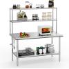 imageROVSUN Stainless Steel Table with 2 Shelves 48x14 Inches NSF Commercial Heavy Duty Prep ampamp Work Table for Kitchen Restaurant Home Hotel Garage60 X 30