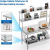 imageROVSUN Stainless Steel Table with 2 Shelves 48x14 Inches NSF Commercial Heavy Duty Prep ampamp Work Table for Kitchen Restaurant Home Hotel Garage60 X 30