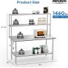 imageROVSUN Stainless Steel Table with 2 Shelves 48x14 Inches NSF Commercial Heavy Duty Prep ampamp Work Table for Kitchen Restaurant Home Hotel Garage60 X 30