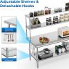imageROVSUN Stainless Steel Table with 2 Shelves 48x14 Inches NSF Commercial Heavy Duty Prep ampamp Work Table for Kitchen Restaurant Home Hotel Garage72 X 30