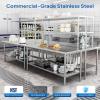 imageROVSUN Stainless Steel Table with 2 Shelves 48x14 Inches NSF Commercial Heavy Duty Prep ampamp Work Table for Kitchen Restaurant Home Hotel Garage72 X 30