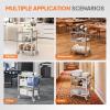 imageROVSUN Stainless Steel Utility Cart 3 Tier Commercial Rolling Cart with Wheels and Handle Heavy Duty Storage Tool Cart for Kitchen Restaurant Hospital Laboratory and Home 24quotL x 16quotW x 33quotH Silver
