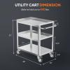 imageROVSUN Stainless Steel Utility Cart 3 Tier Commercial Rolling Cart with Wheels and Handle Heavy Duty Storage Tool Cart for Kitchen Restaurant Hospital Laboratory and Home 28quotL x 18quotWx 33quotH Silver