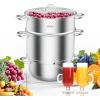 imageROVSUN 11 Quart Juice Steamer Stainless Steel Extractor Fruit Vegetables Juicer Steamer Pot wTempered Glass Lid Clamp Loop Handles Ideal for Making Juice Jelly Pasta11 Quart