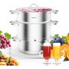 imageROVSUN 11 Quart Juice Steamer Stainless Steel Extractor Fruit Vegetables Juicer Steamer Pot wTempered Glass Lid Clamp Loop Handles Ideal for Making Juice Jelly Pasta85 Quart