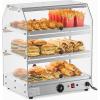 imageROVSUN 2Tier Food Warmer Pizza Warmer Countertop Food Warmer Display Pretzel Warmer with LED Lighting Front and Rear Doors Electric Catering Hot Box Acrylic for Buffet Restaurant Cafe3Tier