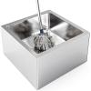imageROVSUN 304 Stainless Steel Mop Sink 22quot L x 19quot W x 12quot H Commercial Utility Floor Mount Mop Basin with Sink Drainage Strainer Great for Restaurant Garage Basement Bathroom Laundry Silver24L x 24W x 13H
