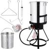imageROVSUN 30QT Turkey Fryer with Boiler Steamer Set Basket ampamp 55000BTU Propane Burner Outdoor Deep Fryer ampamp Seafood Crawfish Boil Pot with Thermometer Marinade Injector Turkey Rack ampamp Rack Lifter30QT