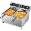 imageROVSUN 36QT Electric Deep Fryer w 60Min Timer 240V 6600W Dual Tank Commercial Deep Fryer wOverheat Protection Temperature Control ampamp Baskets Stainless Steel Countertop Fryer for Restaurant