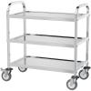 imageROVSUN 3Tier Stainless Steel Utility Cart with Wheels Commercial Rolling Serving Cart 330lbs Capacity kitchen trolley Storage Shelf for Restaurant Office Warehouse 156quotD293quotW329quotH Silver