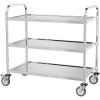 imageROVSUN 3Tier Stainless Steel Utility Cart with Wheels Commercial Rolling Serving Cart 330lbs Capacity kitchen trolley Storage Shelf for Restaurant Office Warehouse 195quotD374quotW368quotH Silver
