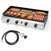 imageROVSUN 4 Burner Portable Propane Griddle with Nonstick Enameled Tray 40000 BTU Rolling Flat Top Gas Grill with Electronic Ignition Side Shelves ampamp Regulator for Outdoor Cooking Camping BBQ Tailgating4 Burner  Tabletop