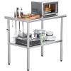 imageROVSUN 48 x 24 Stainless Steel Table for Prep ampamp WorkCommercial Worktables ampamp Workstations NSF Heavy Duty Metal Table with Adjustable UnderShelf for Kitchen Restaurant Home Hotel Outdoor30 x 24