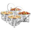 imageROVSUN 5 Qt 4 Pack Chafing Dishes for Buffet NSF Stainless Steel Round Chafers for Catering Buffet Servers and Warmers Set with Glass Lid ampamp Lid Holder Stackable Design for Wedding Party Event4 Packs