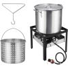 imageROVSUN 50QT Turkey Fryer with Stainless Steel Boiler Steamer Basket ampamp 54000BTU Propane Burner Outdoor Gas Deep Fryer ampamp Seafood Crawfish Boil Pot Set with High Pressure Propane Regulator and Hose60QT Pot  150000BTU Burner