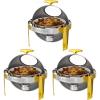 imageROVSUN 6 Quart 2 Packs Round Chafing Dish Buffet Set Gold Accent Stainless Steel Roll Top Chafer for Catering Food Warmer with Glass Window for Party Wedding Catering Banquet Graduation Event3