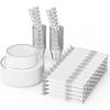 imageROVSUN 800Piece Silver Disposable Dinnerware Set for 100 Guests  Elegant Plastic Plates Napkins Silverware Dessert Plates Cups StrawsSilver