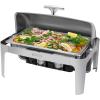 imageROVSUN Chafing Dish Buffet Set 9 Quart Roll Top Stainless Steel Chafer NSF Rectangular Set with Food Pan Water Pan and Fuel Holders for Wedding Parties Banquet Catering Events1 Pack