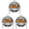 imageROVSUN Chafing Dish Buffet Set6 Quart Roll Top Stainless Steel Chafer NSF Round Set with Food Pan Water Pan and Fuel Holders for Wedding Parties Banquet Catering Events6 QT3 Packs