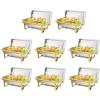 imageROVSUN Chafing Dishes for Buffet 2 Pack 9QT Chafing Dishes Elegant Gold ampamp Silver with RolledEdge Design Catering Chafer Warmer Set with Folding Frame for Party Wedding Banquet8 Pack