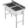 imageROVSUN Commercial Double Bowl Kitchen Sink 304 Stainless Steel Free Standing Utility Sink for Kitchen Laundry Room Garage Restaurant 35821340double bowl