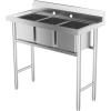 imageROVSUN Commercial Double Bowl Kitchen Sink 304 Stainless Steel Free Standing Utility Sink for Kitchen Laundry Room Garage Restaurant 35821340triple bowl