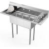 imageROVSUN Commercial Sink Stainless Steel Sink with 3 Compartment and 2 Sides Drain Rack 20quot x 54quot x 435quot Freestanding Utility Sink Great for Restaurant Kitchen Laundry Room Garage Sunroom2 Drainboards