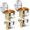 imageROVSUN Gold Chafing Dishes for Buffet 6QT 2 Pack Round Stainless Steel Chafing Dish Set with Lid Holder Buffet Warmer Set for Parties Christmas Gatherings Catering Events Weddings4 Pack