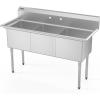imageROVSUN NSF Commercial 3 Bowl Kitchen Sink 304 Stainless Steel Free Standing Utility Sink for Kitchen Laundry Room Garage Restaurant