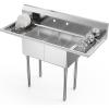 imageROVSUN NSF Commercial Sink Stainless Steel with 2 Compartment and 2 Sides Drainboards 512quot x 157quot x 433quot Freestanding Kitchen Utility Sink Bowl Size 138quot x 157quot x 108quot Silver