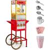 imageROVSUN Popcorn Machine with Cart Wheels ampamp 8 Ounce Kettle Makes Up to 32 Cups Popcorn Maker wCandy Dispensers Scoop Oil Spoon ampamp 3 Popcorn Cups Movie Theater Style for Commercial Home ETL CertifiedRed