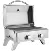 imageROVSUN Portable Gas Grill with 2 Burner 20000BTU Large Tabletop Camping Propane Griddle for Outdoor Patio Garden BBQ Picnic Tailgating Trip Home Use with Stainless Steel Body Regulator ampamp Hose2 burner  20 000BTU