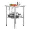 imageROVSUN Stainless Steel Table 24 x 24 Inches with Hooks Heavy Duty NSF Prep Table with Adjustable Undershelf Metal Table for Home Kitchen Restaurant Hotel Outdoor