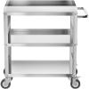 imageROVSUN Stainless Steel Utility Cart 3 Tier Commercial Rolling Cart with Wheels and Handle Heavy Duty Storage Tool Cart for Kitchen Restaurant Hospital Laboratory and Home 28quotL x 18quotWx 33quotH Silver