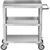 imageROVSUN Stainless Steel Utility Cart 3 Tier Commercial Rolling Cart with Wheels and Handle Heavy Duty Storage Tool Cart for Kitchen Restaurant Hospital Laboratory and Home 24quotL x 16quotW x 33quotH Silver
