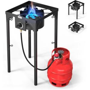 imageROVSUN 100000 BTU Portable Gas Camping Stove Outdoor Propane Burner with 20psi Regulator High Pressure Single Cooker Camp Cooking Home BrewingStove