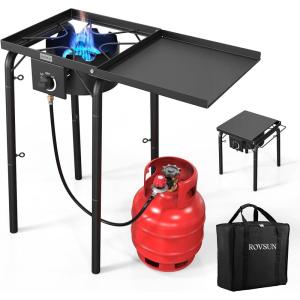 imageROVSUN 100000 BTU Portable Gas Camping Stove Outdoor Propane Burner with 20psi Regulator High Pressure Single Cooker Camp Cooking Home BrewingStove shelfbag