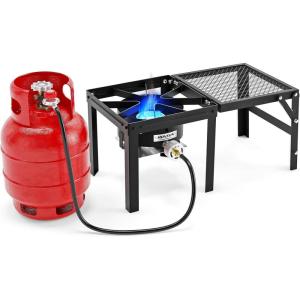 imageROVSUN 100000 BTU Propane Stove with Foldable Side Shelf Single Burner Gas Stove for Outdoor Cooking with Regulator Perfect for Camping Tailgating Turkey Frying Seafood Boiling ampamp Home Brewing100 000 BTU 1 Pack