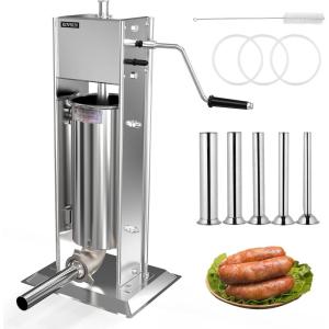 imageROVSUN 11LBS5L Manual Sausage Stuffer Two Speed Stainless Steel Vertical Sausage Maker Meat Filling Machine with 5 Stuffing Tubes for Commercial and Home5L