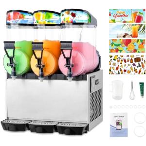 imageROVSUN 12 Gal45L Commercial Slushy Machine 15L X 3 Tanks Margarita Machine  Slush ampamp Juice Modes Slushie Machine Frozen Drink Maker  Stainless Steel for Home Restaurant Bar Party  110V60HZ12 Gallon