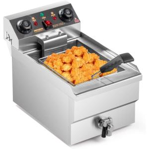 imageROVSUN 125QT118L Electric Deep Fryer wFrying Basket Timer Drain ampamp Lid Commercial Countertop Single Tank Frying Machine Adjustable Temperature for French Fries Donuts Onion Rings 1700W 110V125QT