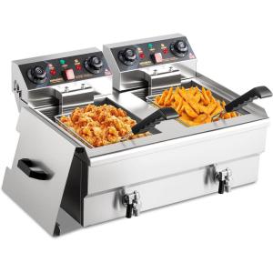 imageROVSUN 125QT118L Electric Deep Fryer wFrying Basket Timer Drain ampamp Lid Commercial Countertop Single Tank Frying Machine Adjustable Temperature for French Fries Donuts Onion Rings 1700W 110V249QT