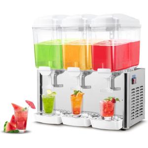 imageROVSUN 144 Gallon54L Commercial Beverage Dispenser Drink Dispenser 18L X 3 Tanks Commercial Juice Dispenser Stainless Steel with Thermostat Controller for Home Restaurant Bar Party 110V60HZ48 Gallon x 3