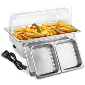imageROVSUN 2 Pack Electric 9 QT Stainless Steel Chafing Dish Buffet Set NSF Roll Top Catering Chafer Server Food Warmer with Full Size ampamp 2 Detachable Food PansTransparent PC Lid for Party Wedding1 Pack