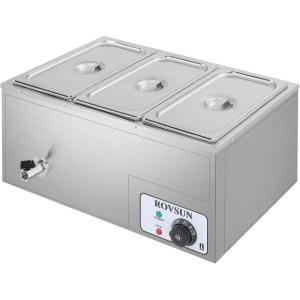 imageROVSUN 21QT Electric Commercial Food Warmer 2Pan Steam Table 106 QTPan Stainless Steel Bain Marie Buffet Countertop with Temperature Control ampamp Lid for Parties Catering Restaurants 110V3 Pan21Qt