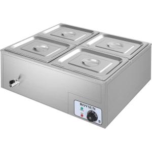 imageROVSUN 21QT Electric Commercial Food Warmer 2Pan Steam Table 106 QTPan Stainless Steel Bain Marie Buffet Countertop with Temperature Control ampamp Lid for Parties Catering Restaurants 110V4 Pan423Qt