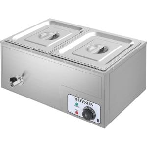 imageROVSUN 21QT Electric Commercial Food Warmer 2Pan Steam Table 106 QTPan Stainless Steel Bain Marie Buffet Countertop with Temperature Control ampamp Lid for Parties Catering Restaurants 110V2 Pan21Qt